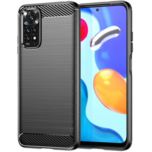 Deksel for Xiaomi Redmi Note 11S / Note 11, Karbon, Svart