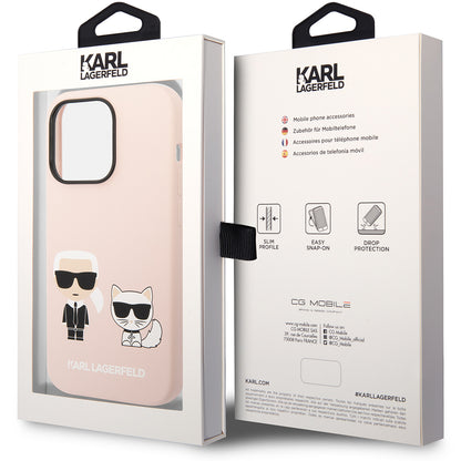 MagSafe-deksel for Apple iPhone 14 Pro Max, Karl Lagerfeld, Silicone Body Karl & Choupette, Rosa