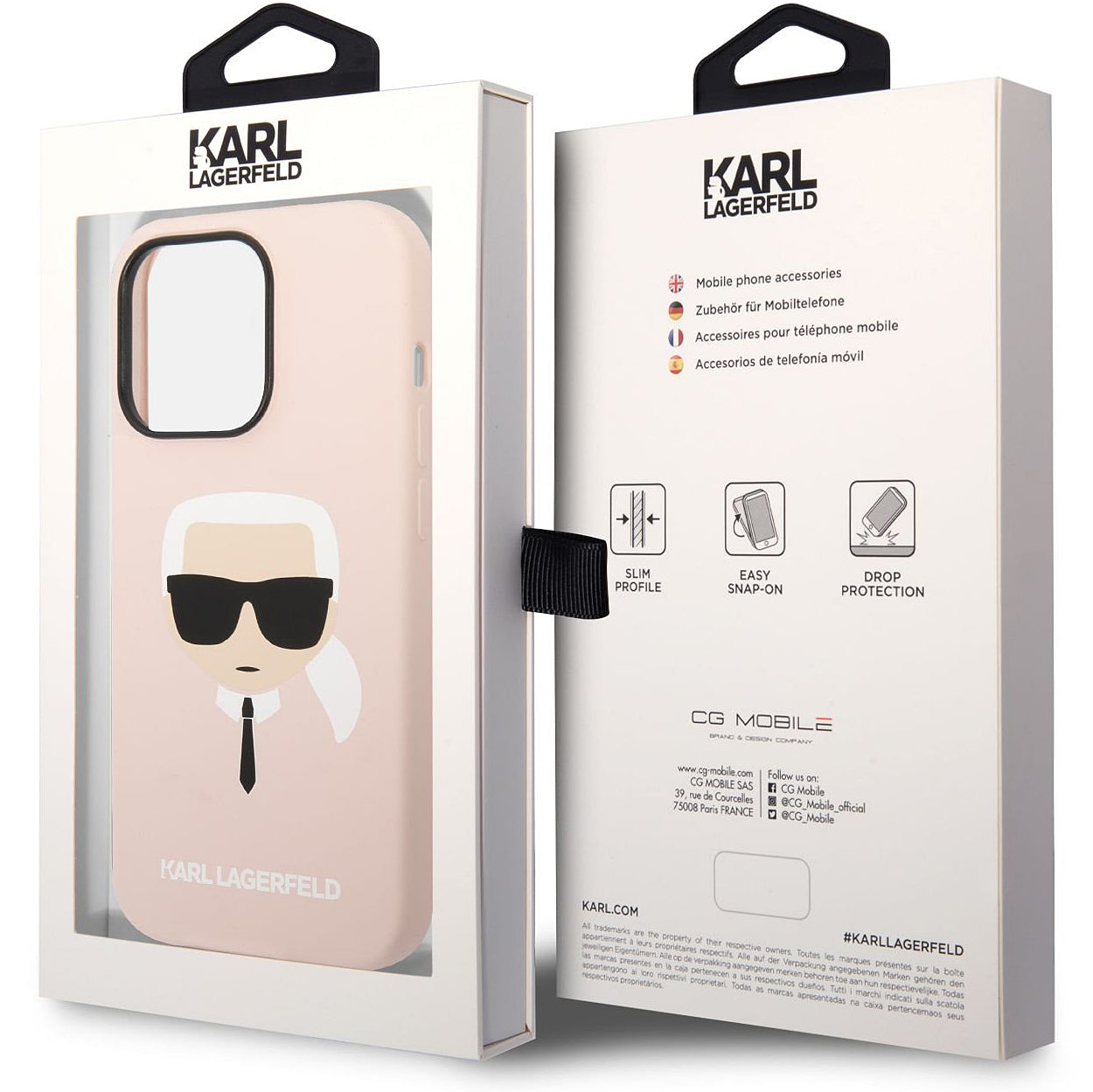 Deksel for Apple iPhone 14 Pro Max, Karl Lagerfeld, Silicone Karl's Head, Rosa