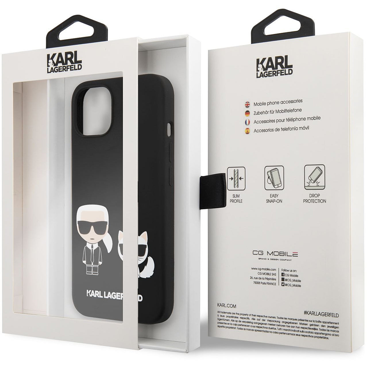 MagSafe-deksel for Apple iPhone 14 Plus, Karl Lagerfeld, Silicone Karl & Choupette, Svart