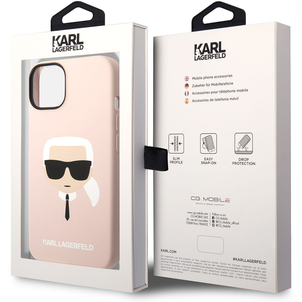 Deksel for Apple iPhone 14 Plus, Karl Lagerfeld, Silicone Karl's Head, Rosa