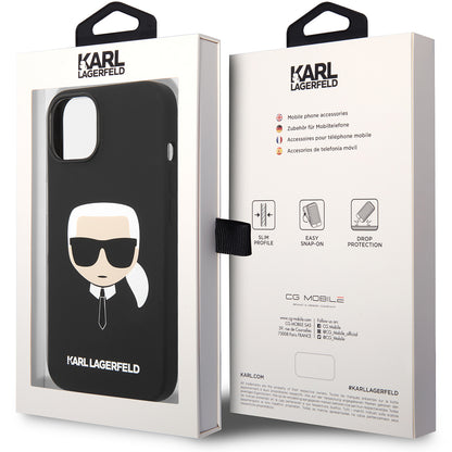 Deksel for Apple iPhone 14 Plus, Karl Lagerfeld, Silicone Karl's Head, Svart