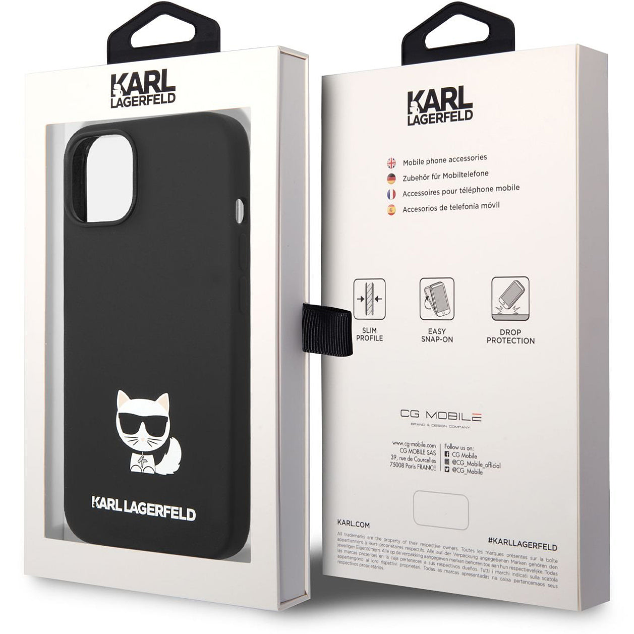 Deksel for Apple iPhone 14 Plus, Karl Lagerfeld, Silicone Body Choupette, Svart
