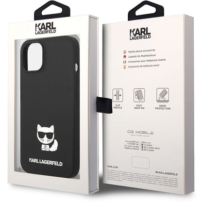 Deksel for Apple iPhone 14 Plus, Karl Lagerfeld, Silicone Body Choupette, Svart