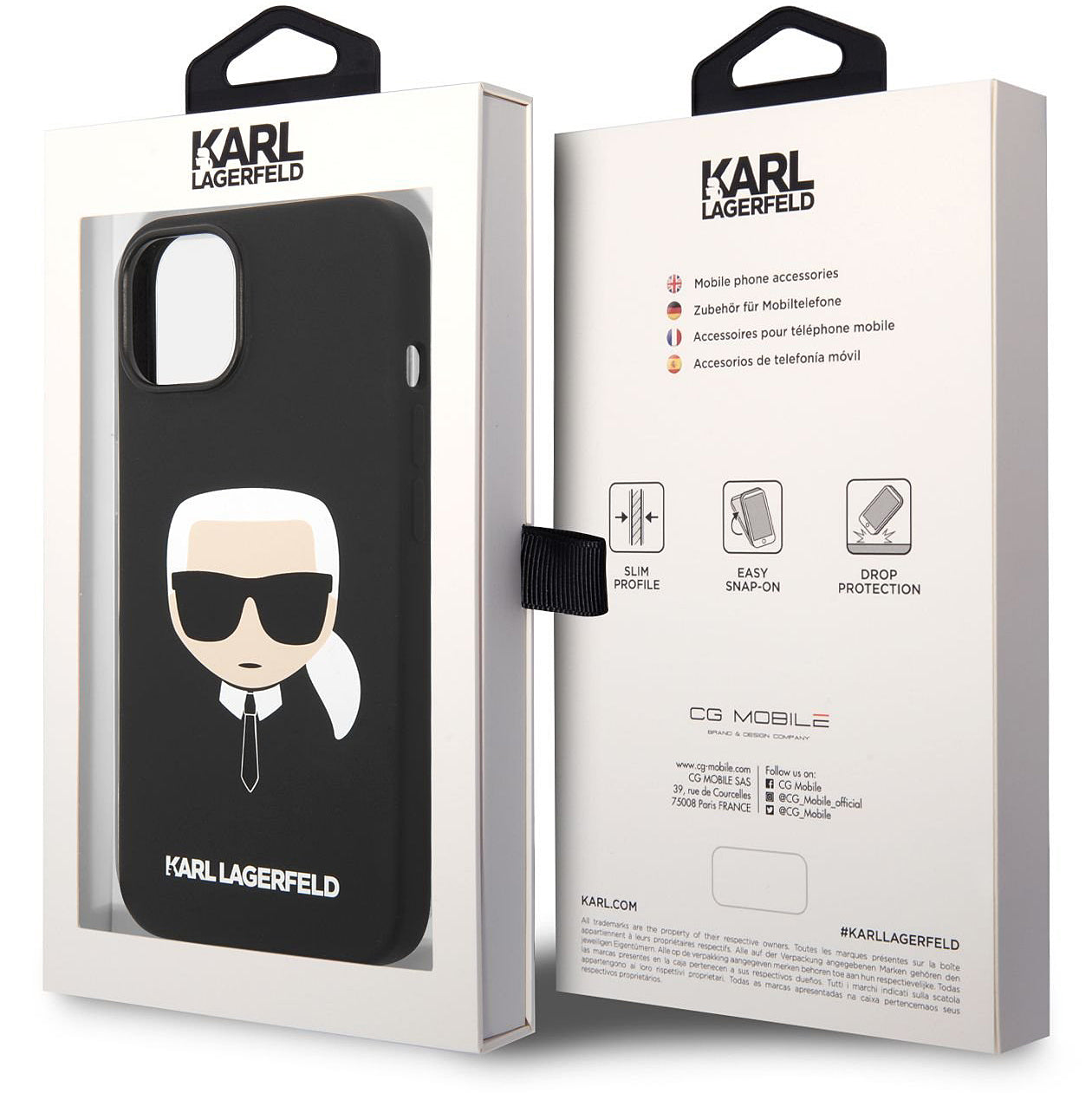 MagSafe-deksel for Apple iPhone 14 Plus, Karl Lagerfeld, Liquid Silicone Karl Head, svart