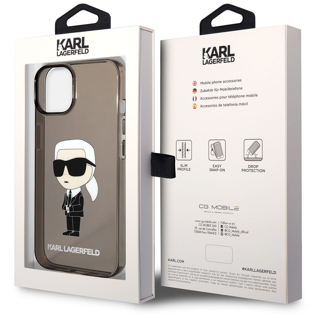 Deksel for Apple iPhone 14 Plus, Karl Lagerfeld, IML Ikonik NFT, Svart Gjennomsiktig