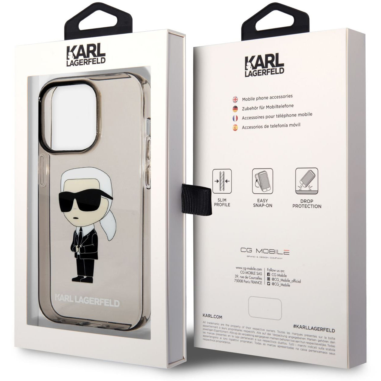 Deksel for Apple iPhone 14 Pro Max, Karl Lagerfeld, IML Ikonik NFT, Svart
