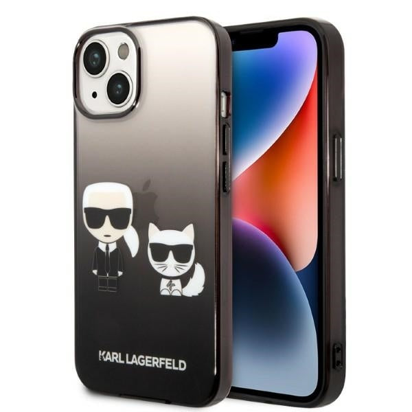 Deksel for Apple iPhone 14 Plus, Karl Lagerfeld, Gradient Karl & Choupette, Svart