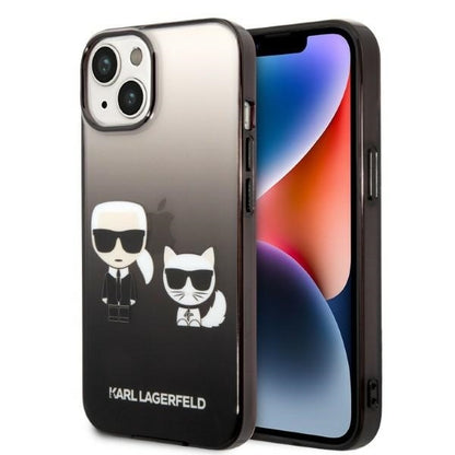 Deksel for Apple iPhone 14 Plus, Karl Lagerfeld, Gradient Karl & Choupette, Svart