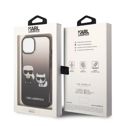 Deksel for Apple iPhone 14 Plus, Karl Lagerfeld, Gradient Karl & Choupette, Svart
