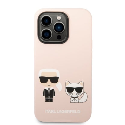 MagSafe-deksel for Apple iPhone 14 Pro Max, Karl Lagerfeld, Silicone Body Karl & Choupette, Rosa
