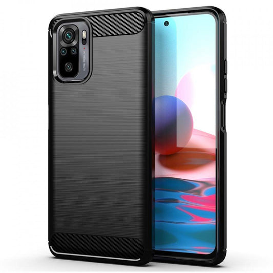 Deksel for Xiaomi Redmi Note 10S / Note 10, OEM, Karbon, Svart