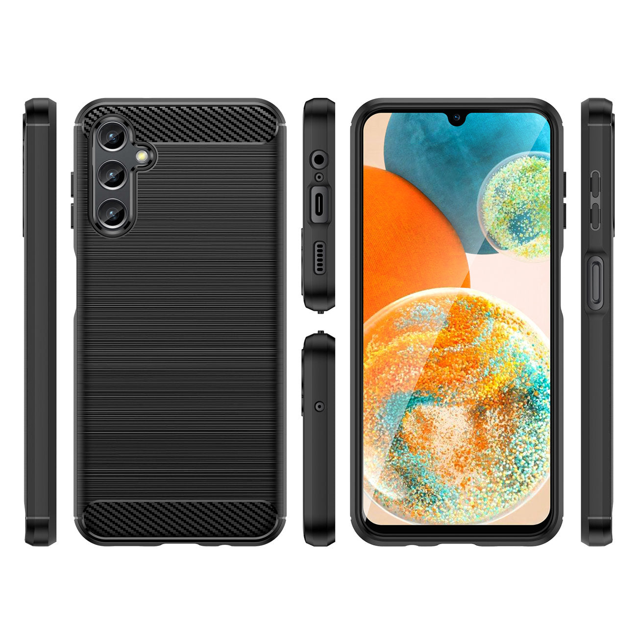 Deksel for Samsung Galaxy A14 A145 / A14 5G A146, OEM, Karbon, Svart