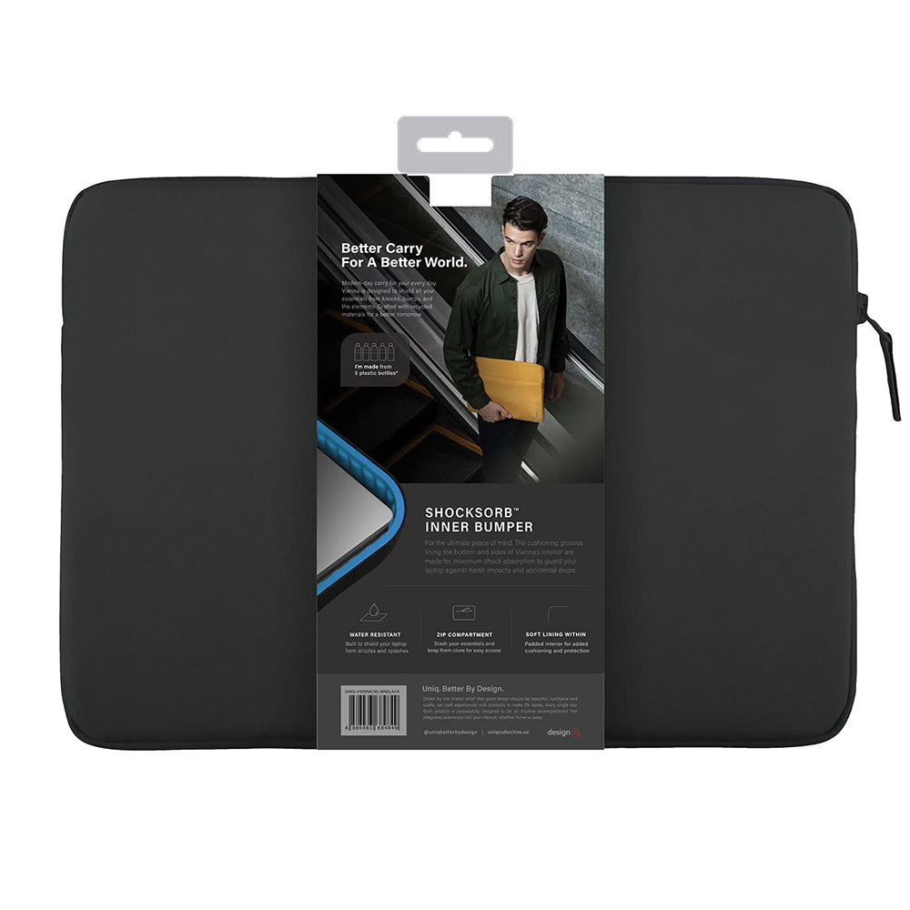 UNIQ Vienna-etui for bærbar PC maks. 16 tommer, svart