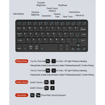 Universelt deksel med Bluetooth-tastatur for telefon, DUX DUCIS, svart