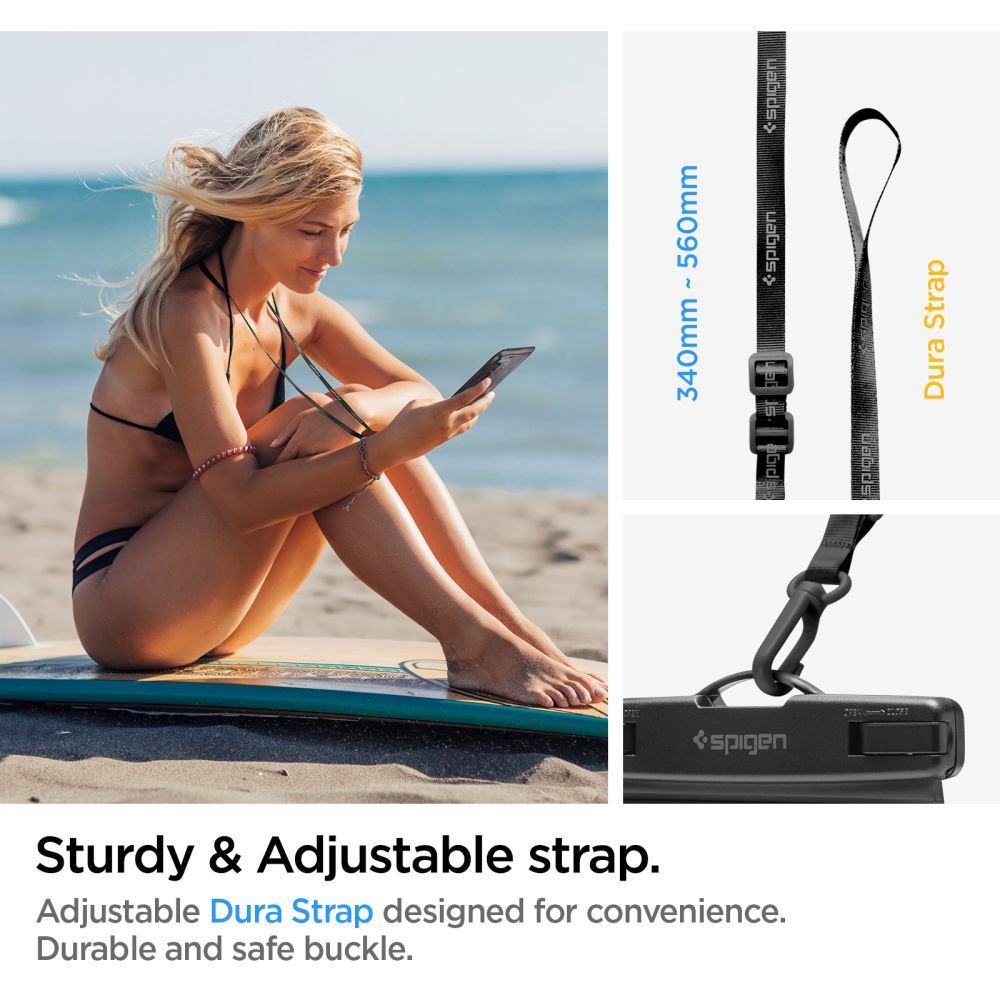 Vanntett Universalt Telefonetui 3.5inch - 7inch, Spigen, A601, Svart AMP04525