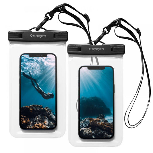 Vanntett Universalt Telefonetui for maks. 3.5inch - 7inch, Spigen, A601, Sett med 2 stykker, Gjennomsiktig AMP03098