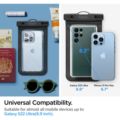 Vanntett universalt deksel for telefoner fra 3,5 tommer til 7 tommer, Spigen, A601, sett med 2 stykker, svart AMP04523
