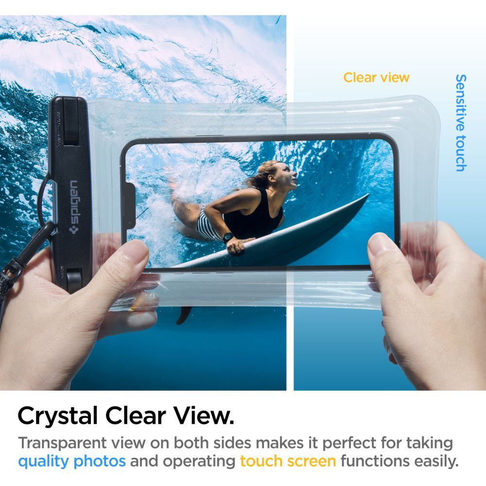Universal vanntett deksel for telefon maks. 6,9 tommer, Spigen, A610, Transparent AMP04530