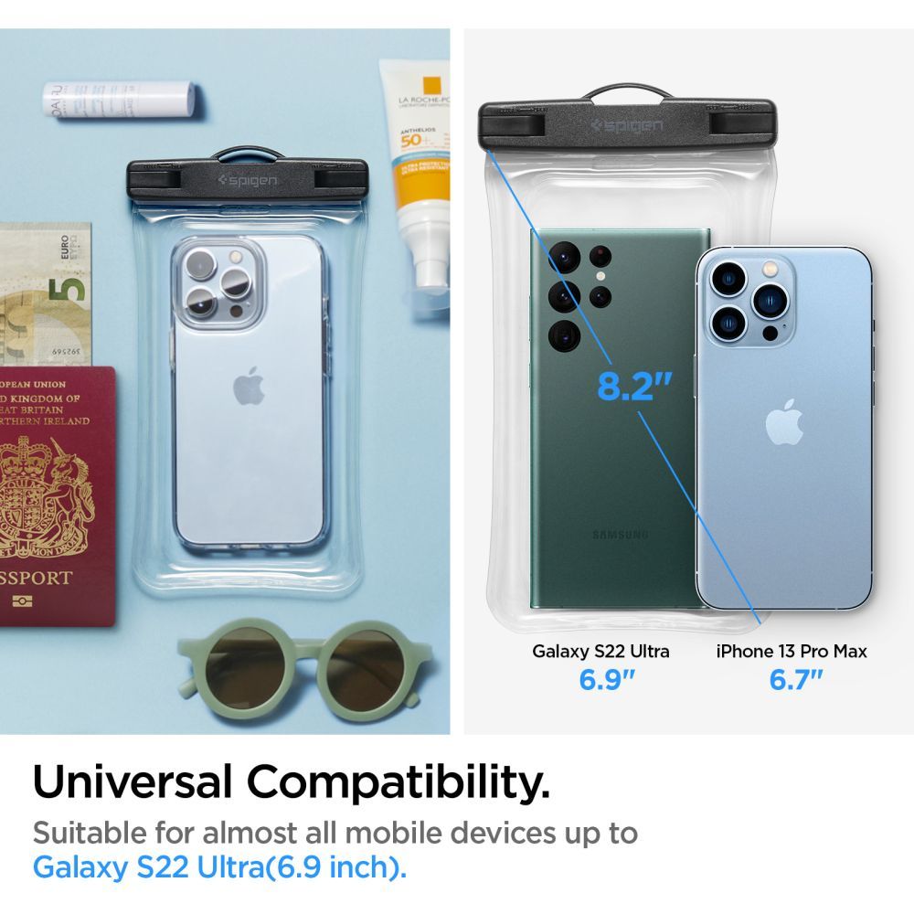 Universal vanntett deksel for telefon maks. 6,9 tommer, Spigen, A610, Transparent AMP04530