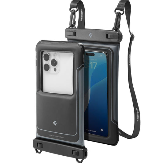 Vanntett universalt deksel for telefon maks. 6,9 tommer, Spigen, A611P, sett med 2 stykker, Matt svart ACS09348