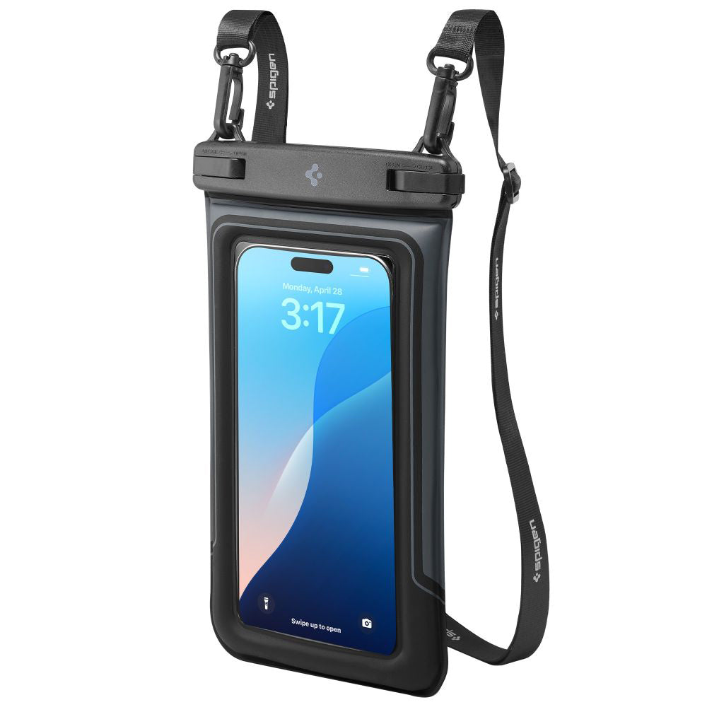 Vanntett universalt deksel for telefon maks. 6,9 tommer, Spigen, A611P, sett med 2 stykker, Matt svart ACS09348