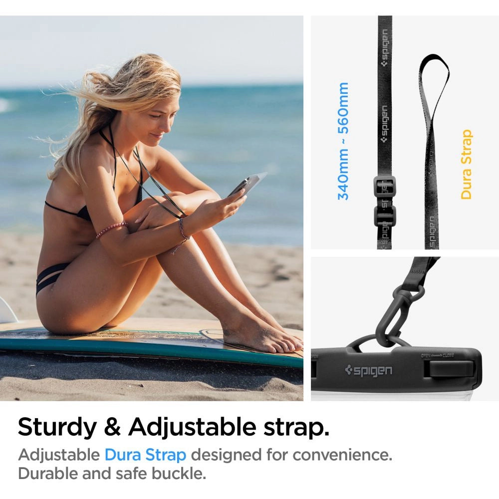 Vanntett Universalt Telefonetui for maks. 8,2 tommer, Spigen, A601, Gjennomsiktig