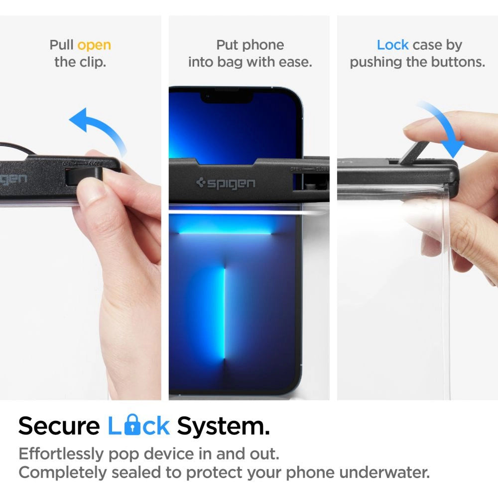 Vanntett Universalt Telefonetui for maks. 8,2 tommer, Spigen, A601, Gjennomsiktig