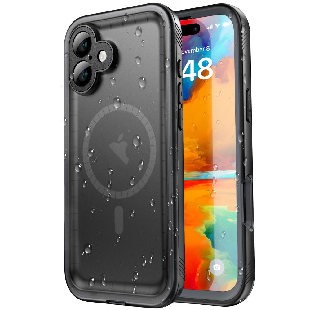 Vanntett deksel for Apple iPhone 16, ShellBox, svart