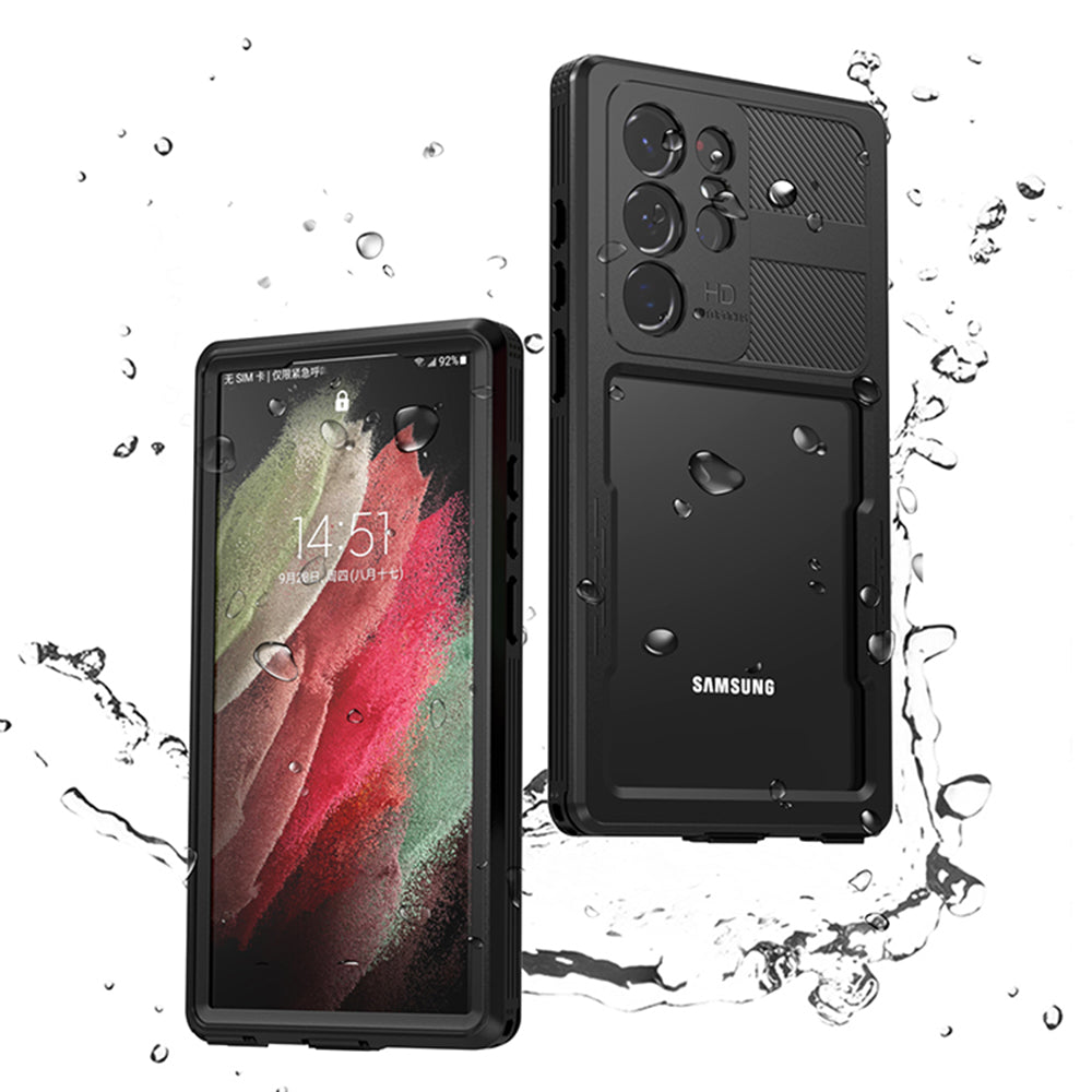 Vanntett deksel for Samsung Galaxy S23 Ultra S918, ShellBox, svart