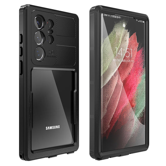 Vanntett deksel for Samsung Galaxy S23 Ultra S918, ShellBox, svart