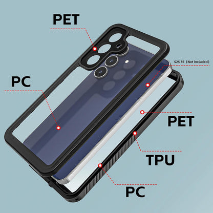 Vanntett deksel for Samsung Galaxy S25 FE, ShellBox, Svart