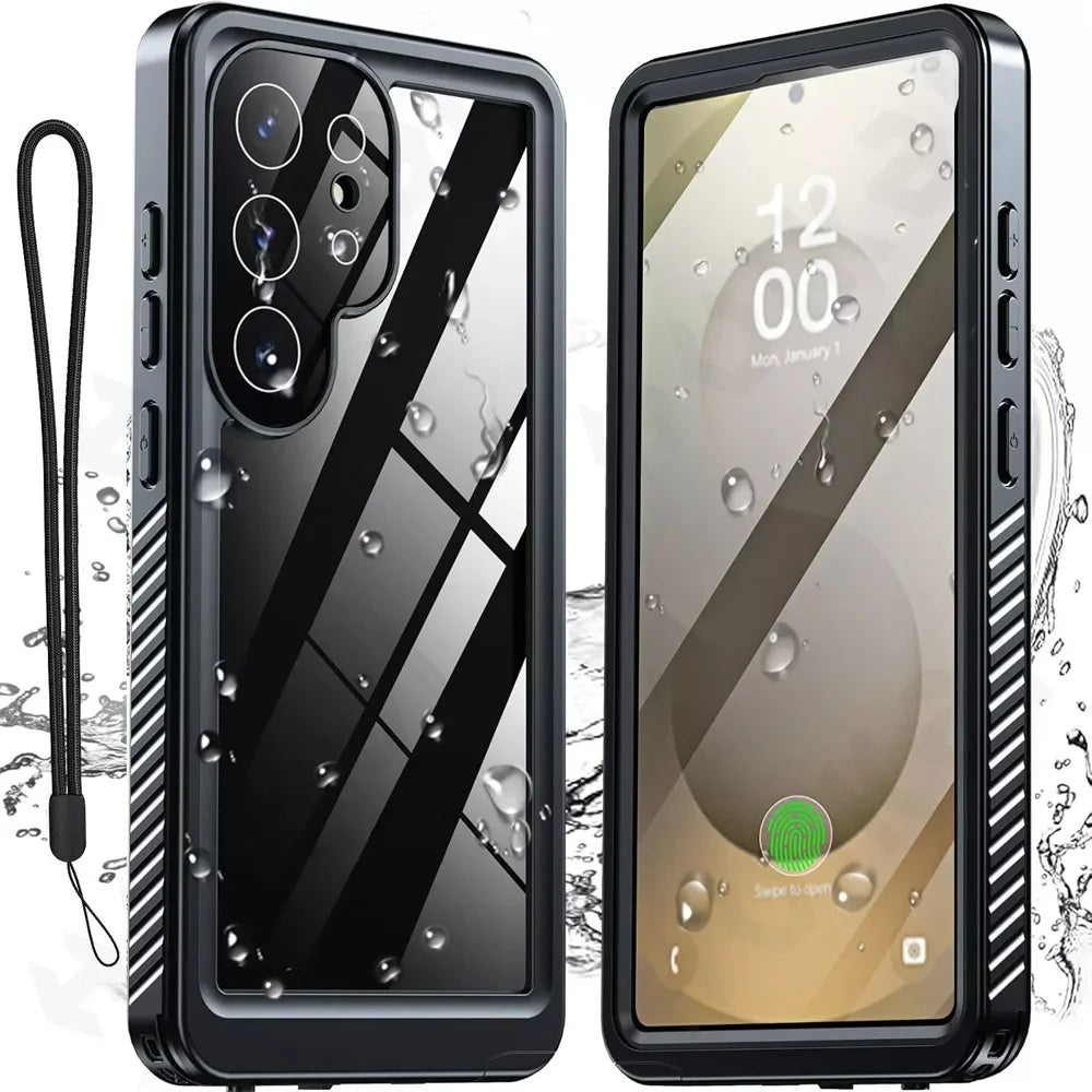 Vanntett deksel for Samsung Galaxy S25 Ultra S938, ShellBox, svart