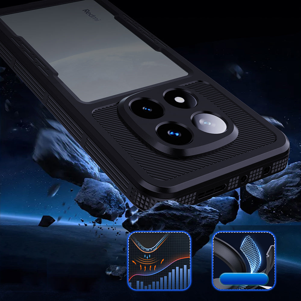 Vanntett deksel for Xiaomi Poco X7 / Redmi Note 14 Pro 5G, ShellBox, svart