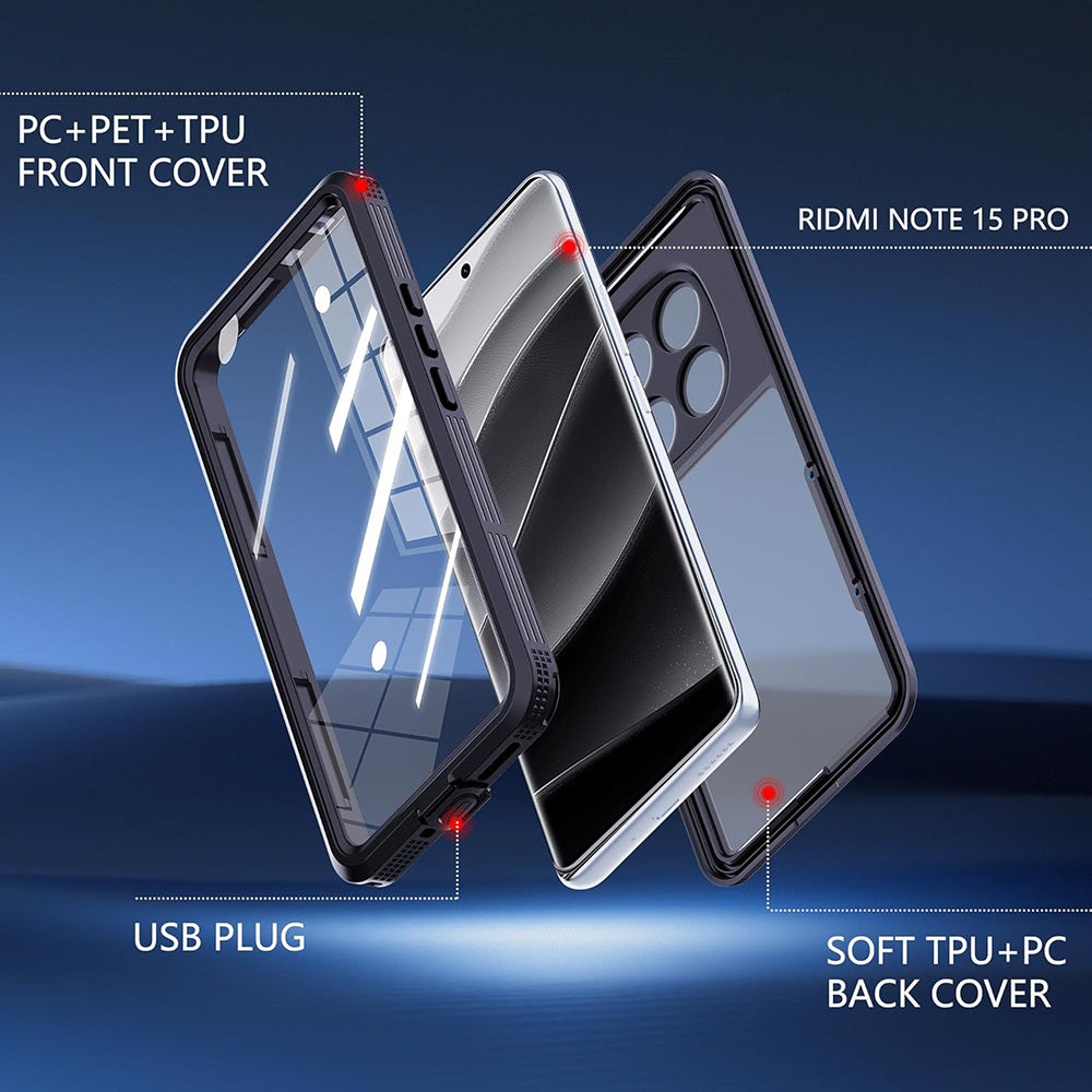 Vanntett deksel for Xiaomi Redmi Note 15 Pro 5G, ShellBox, svart