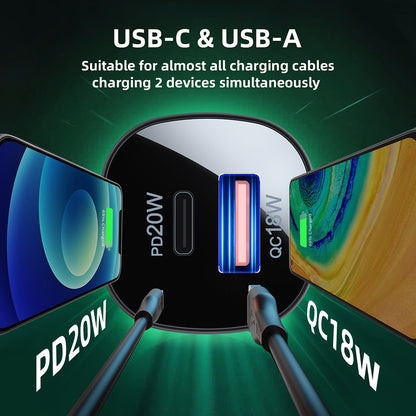 Bilader Acefast B1, 38W, 3A, 1 x USB-A - 1 x USB-C, Svart