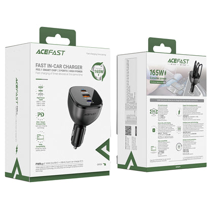 Bilader Acefast B14, 165W, 5A, 1 x USB-A - 2 x USB-C, Svart