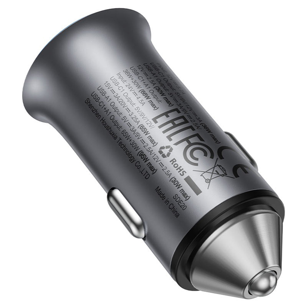 Bilader Acefast B16, 95W, 3.25A, 1 x USB-A - 1 x USB-C, Grå