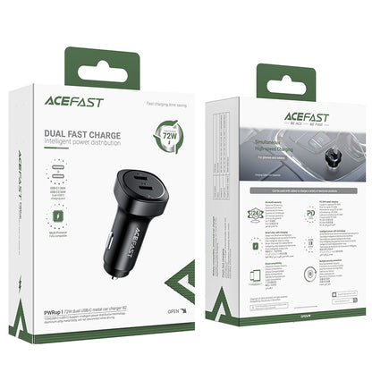 Bilader Acefast B2, 72W, 3A, 2 x USB-C, Svart