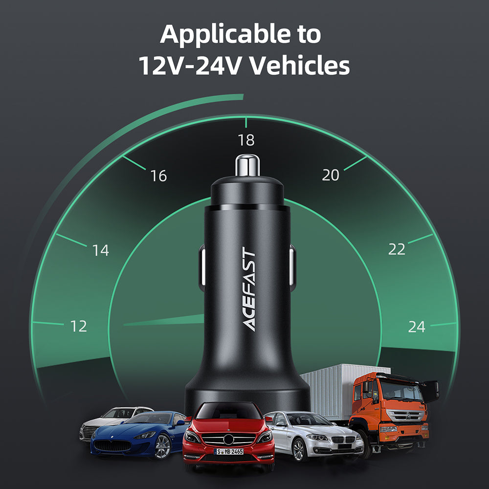 Bilader Acefast B2, 72W, 3A, 2 x USB-C, Svart