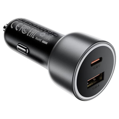 Acefast B21 billader, 75W, 3A, 1 x USB-A - 1 x USB-C, grå