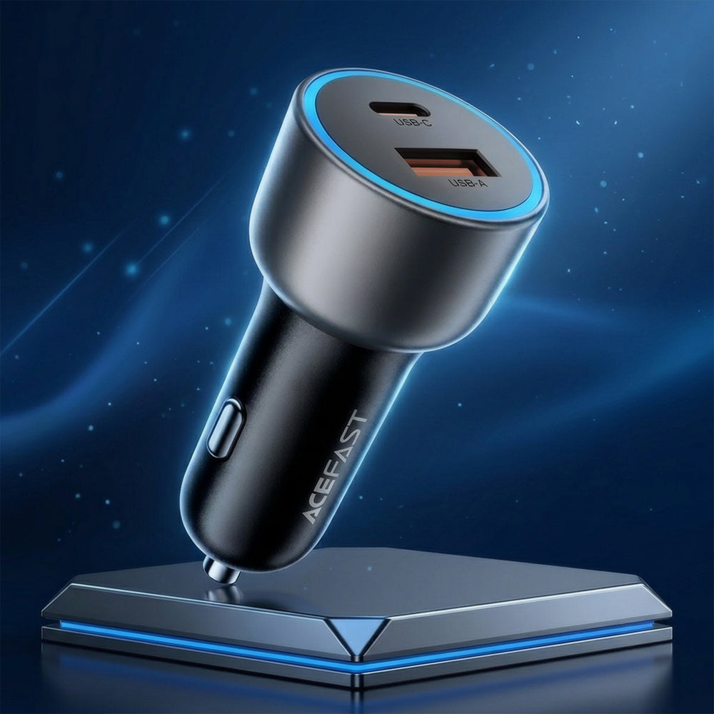 Acefast B21 billader, 75W, 3A, 1 x USB-A - 1 x USB-C, grå