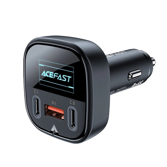 Acefast B5 Display billader, 101W, 5A, 1 x USB-A - 2 x USB-C, Svart