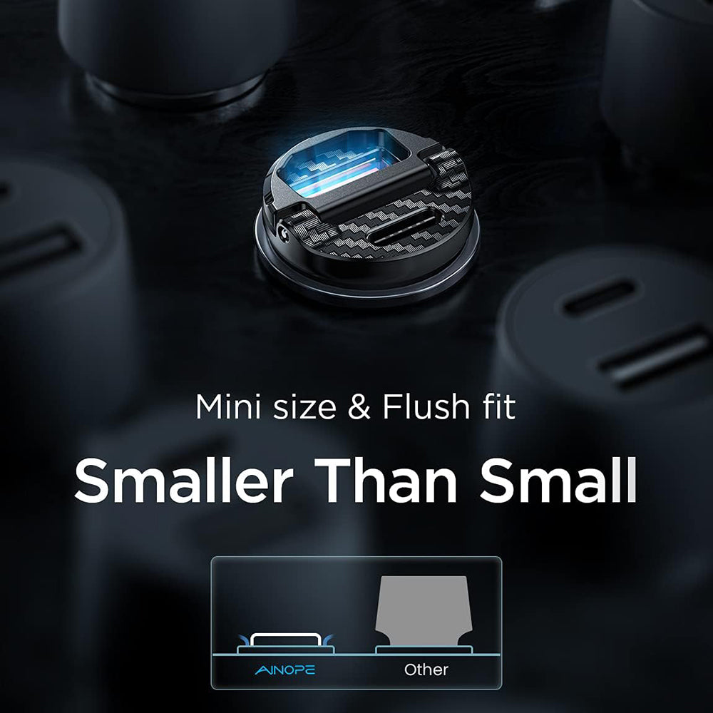 Ainope billader, 30W, 5A, 1 x USB-A - 1 x USB-C, Svart