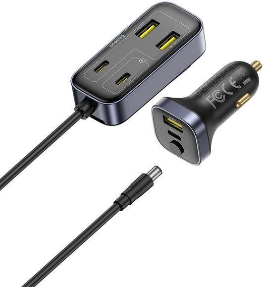 Bilader Baseus BackseatPal L1, 110W, 3A, 3 x USB-A - 3 x USB-C, Svart C00081100121-00
