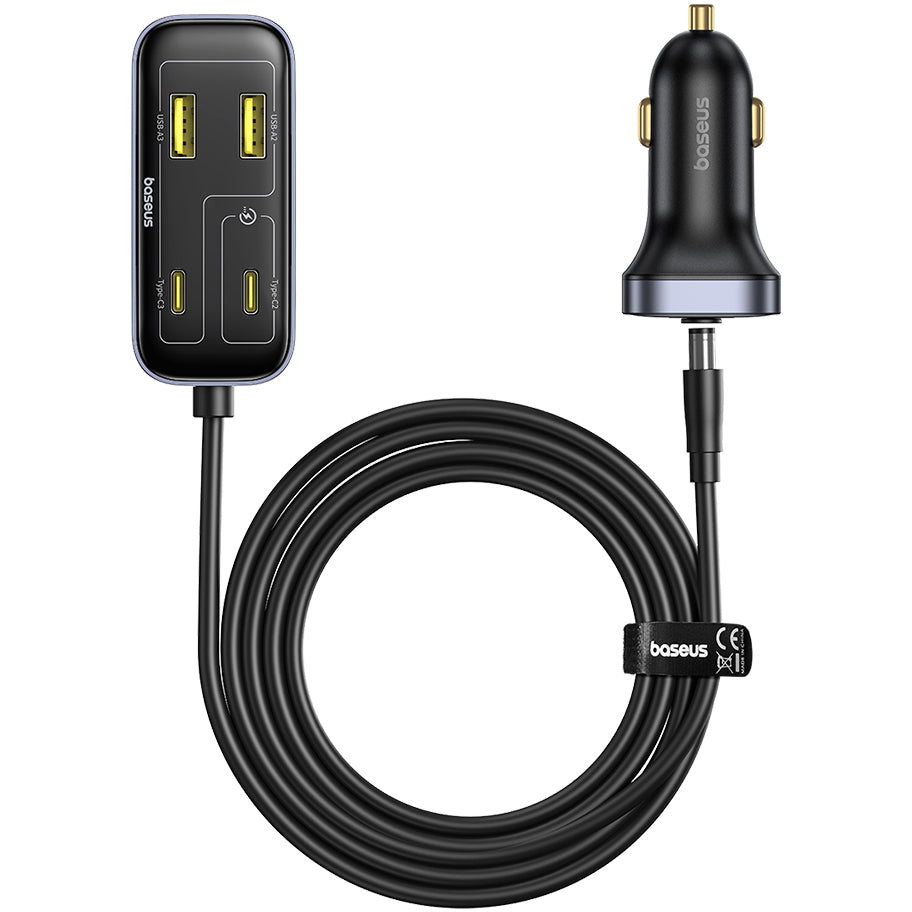 Bilader Baseus BackseatPal L1, 110W, 3A, 3 x USB-A - 3 x USB-C, Svart C00081100121-00