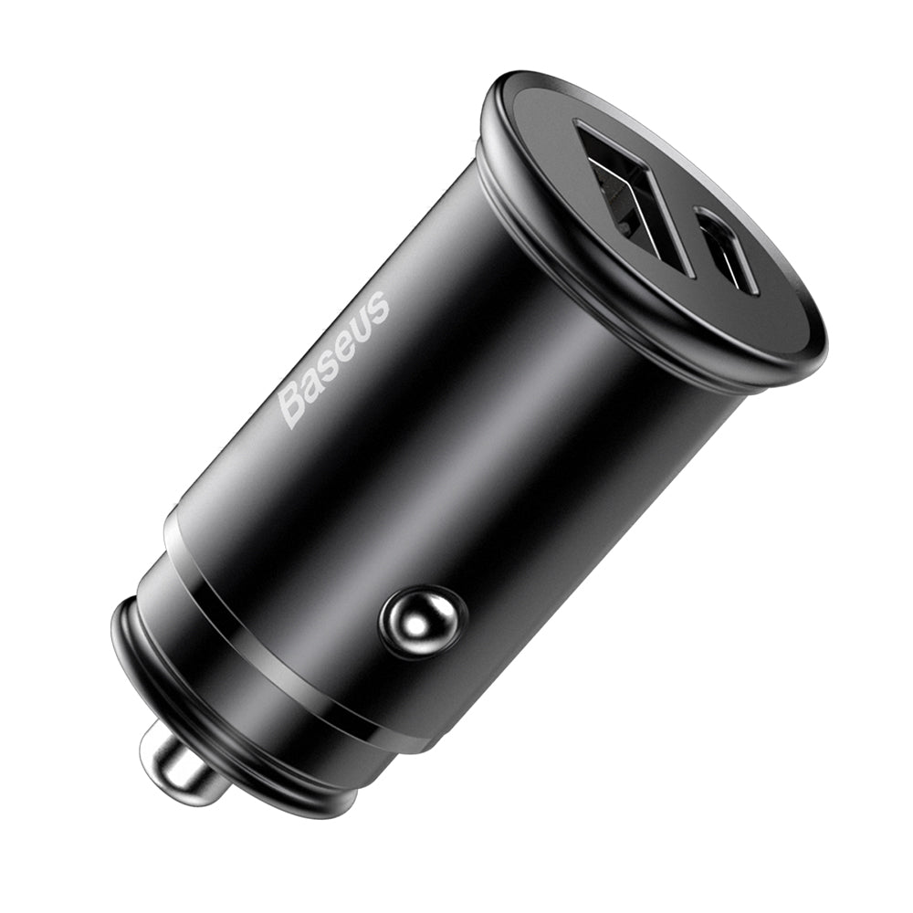 Baseus Circular Metal billader, 30W, 5A, 1 x USB-A - 1 x USB-C, Svart