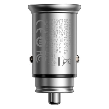 Bilader Baseus Circular Metal, 30W, 5A, 1 x USB-A - 1 x USB-C, Grå