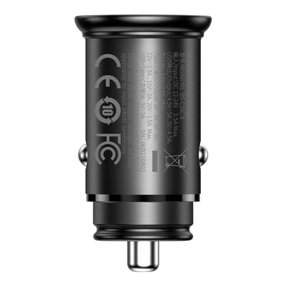 Baseus Circular Metal billader, 30W, 5A, 1 x USB-A - 1 x USB-C, Svart