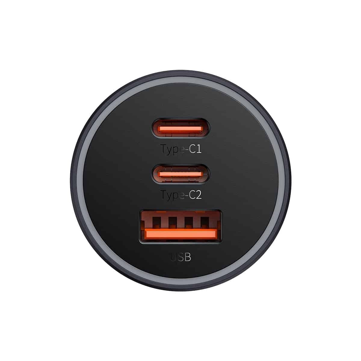 Bilader Baseus Golden Contactor Pro, 65W, 3A, 1 x USB-A - 2 x USB-C, Grå C00035202841-00